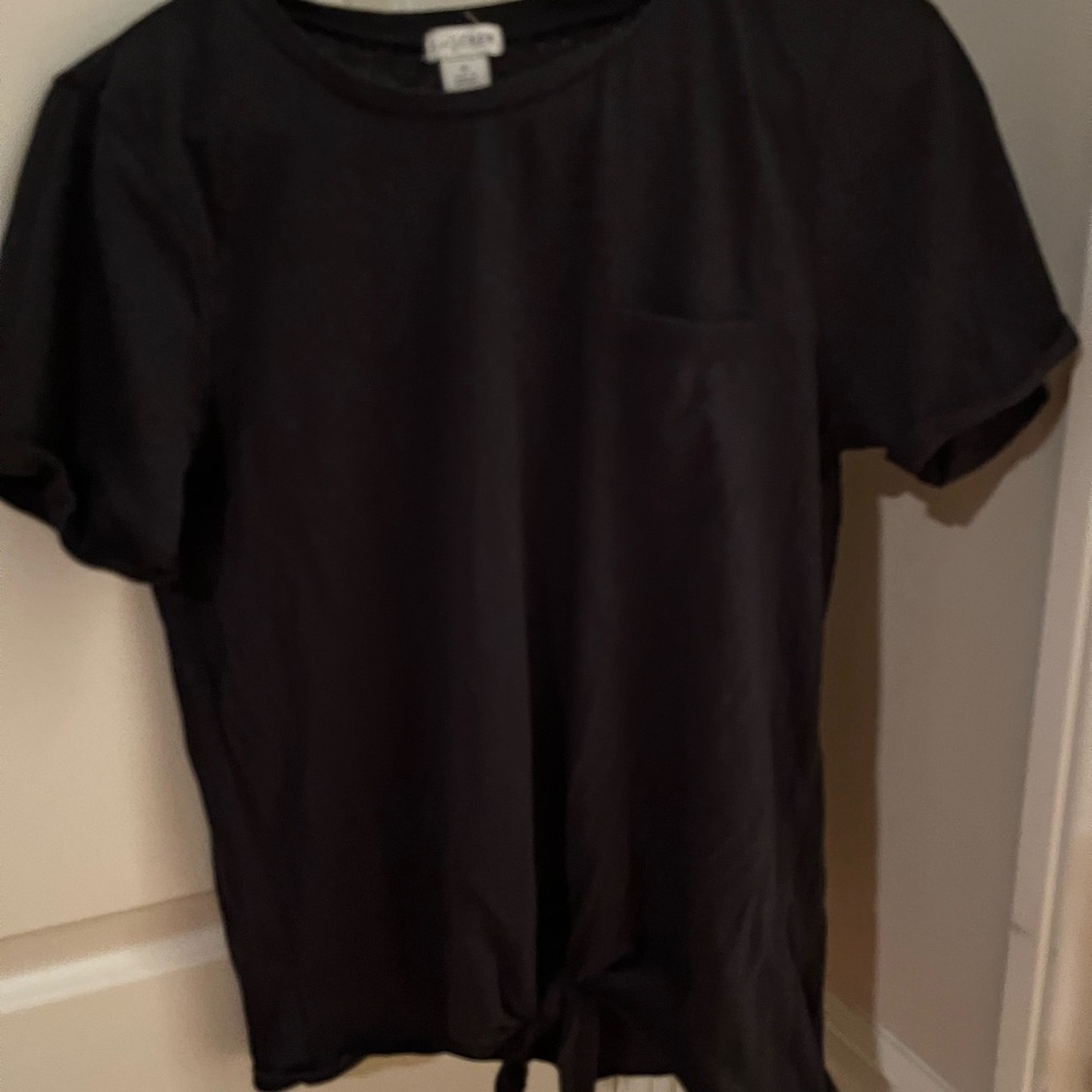 JCrew Black t-shirt with tie detail size M. New without tags